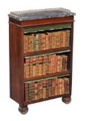 Ω A pair of rosewood and marble mounted dwarf open bookcases , circa 1815 and later, each mottled