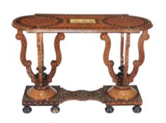 An Italian hardwood and bone inlaid centre table, in Islamic taste , second half 19th century,