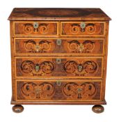 A William & Mary olivewood oyster veneered and specimen marquetry chest of drawers, circa 1690,