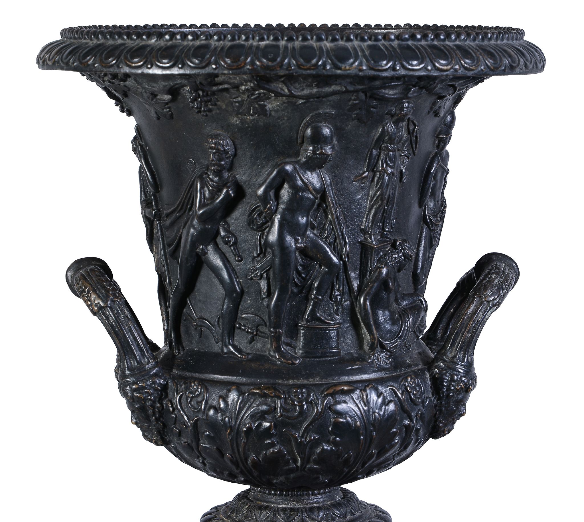 A pair of impressive bronze and marble mounted models of the Medici vase, circa 1875, with egg-and- - Image 2 of 3