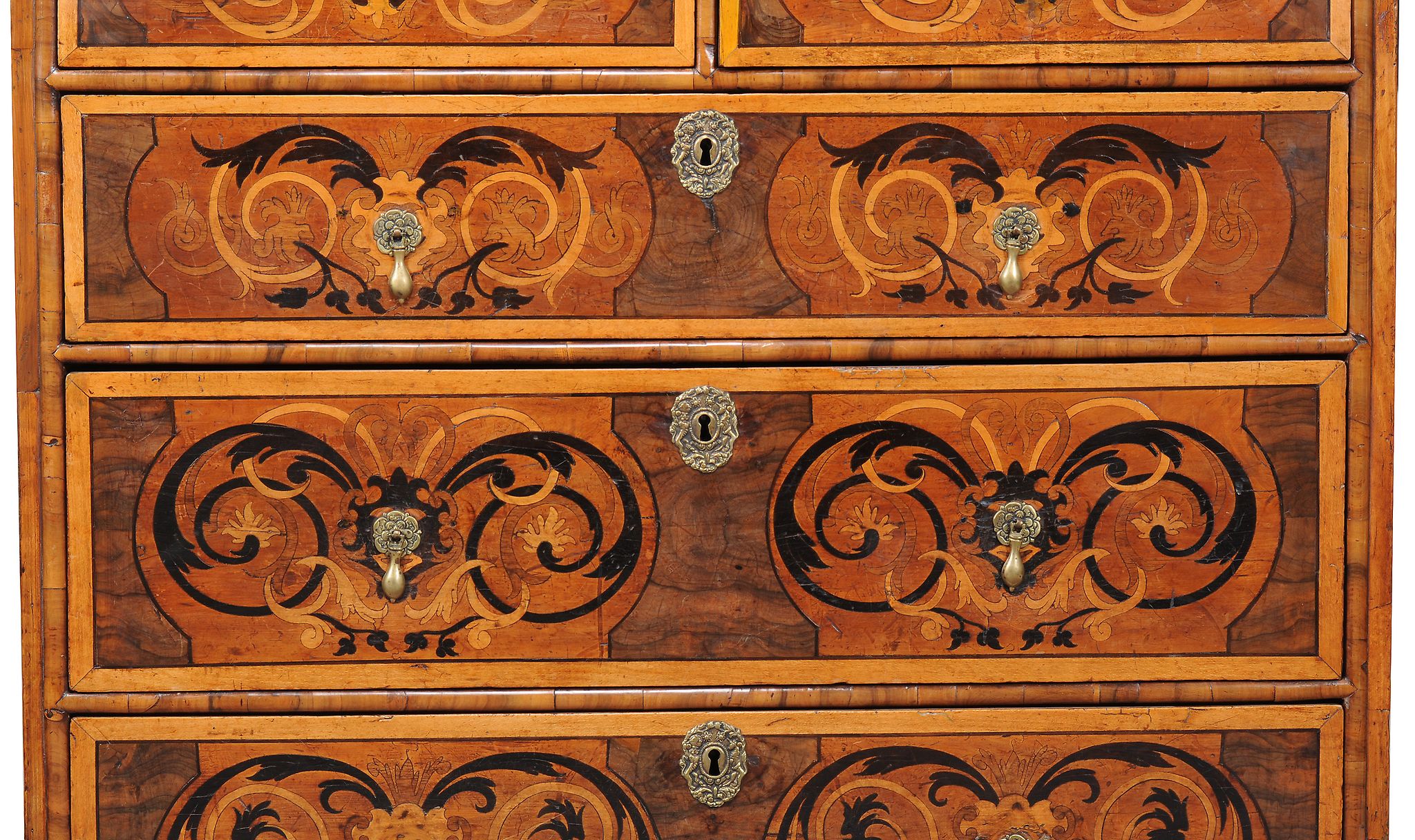 A William & Mary olivewood oyster veneered and specimen marquetry chest of drawers, circa 1690, - Image 4 of 6