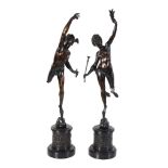 After Jean de Boulogne, known as Giambologna, (1529 ~ 1608), a pair of patinated bronze models of