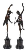 After Jean de Boulogne, known as Giambologna, (1529 ~ 1608), a pair of patinated bronze models of