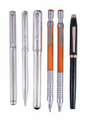 Caran dÂ¬he, a white metal ballpoint pen, with engine turned decoration, with a Caran dÂ¬he box,