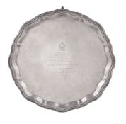 [Royal, band leader and military interest] A silver shaped circular salver by Viners, Sheffield