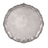 [Royal, band leader and military interest] A silver shaped circular salver by Viners, Sheffield