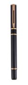 Waterman, a marbled black lacquer fountain pen, the cap with a gilt metal clip and cap band, fine