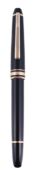 Montblanc, Meisterstuck, 146, a black fountain pen, the black cap and barrel with triple cap bands,