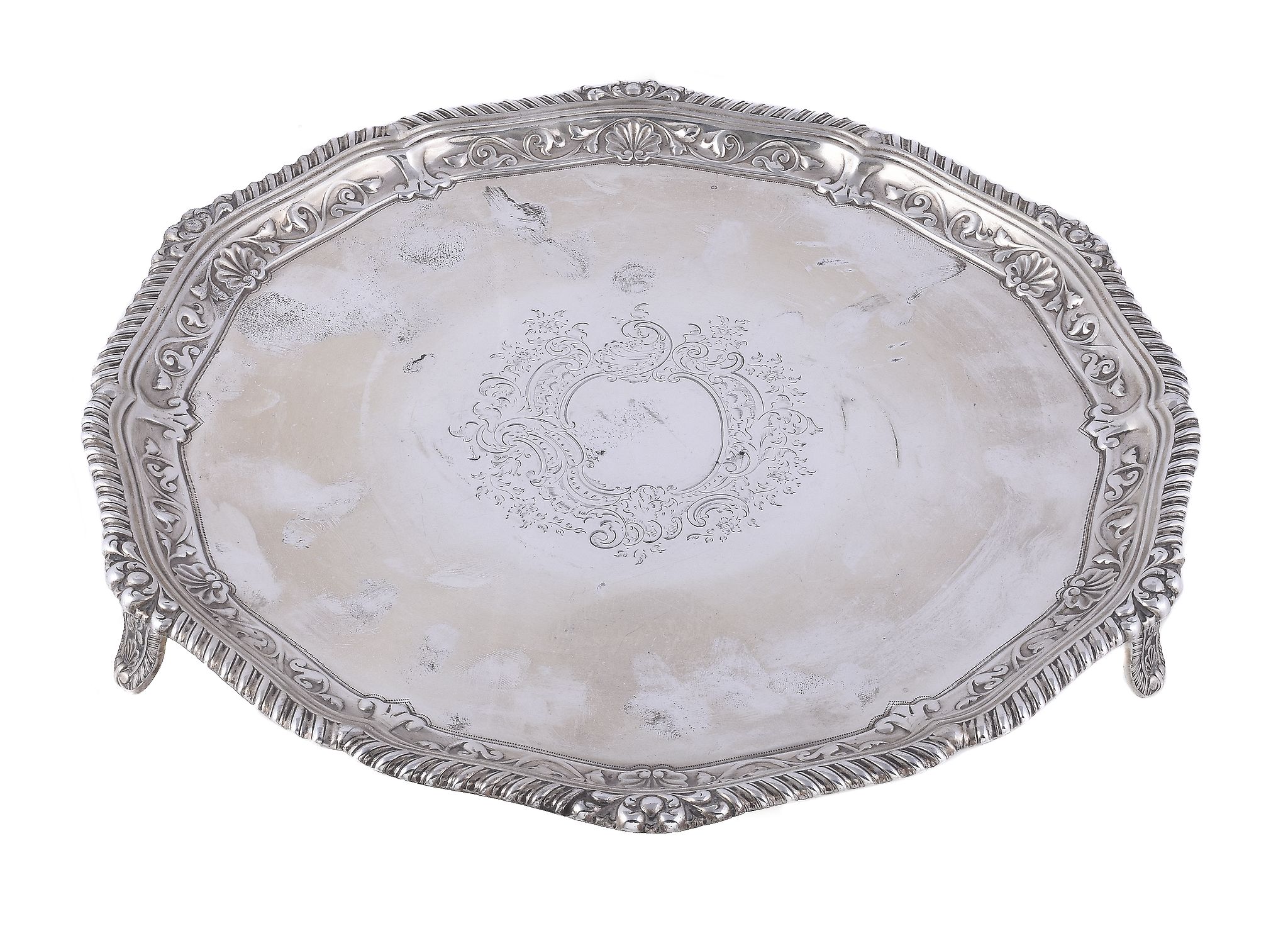 A late Victorian silver shaped circular salver by Josiah Williams & Co. of Bristol, London 1893,