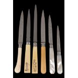 Ω [Golf] Six paper knives engraved with golfers or golfing scenes, comprising: Victorian silver