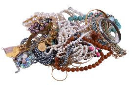 A collection of costume jewellery, to include various rings; necklaces; and further items