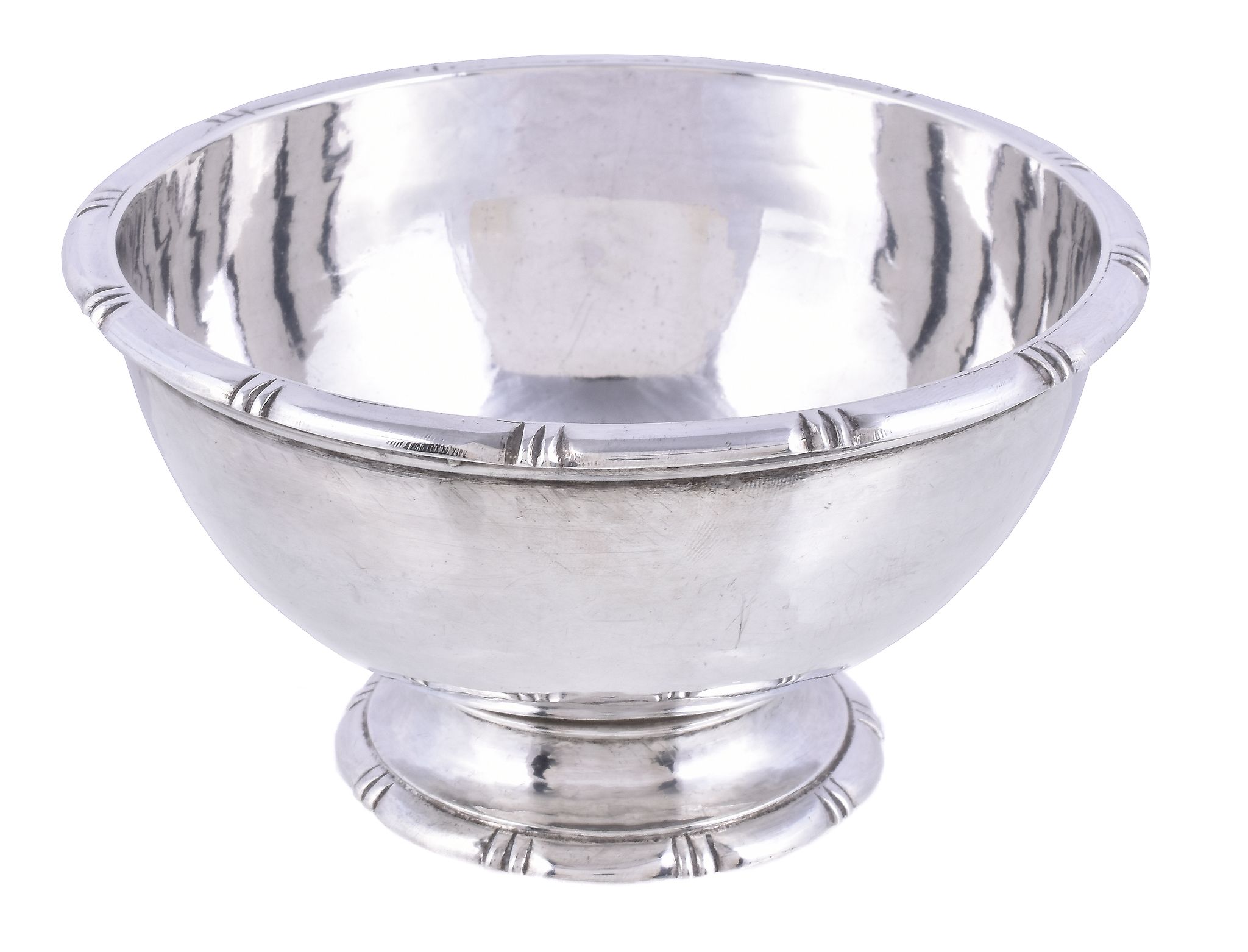 A hammered silver footed sugar bowl by Guild of Handicraft (George Henry Hart), London 1957,