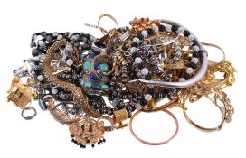 A collection of costume jewellery, to include various brooches; bangles; and further items