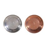 [Golf] A boxed set of two pin dishes or ashtrays, one in copper, the other silver by Charles Boyton