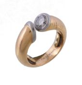 A diamond Commitment ring by Hennell, designed by Dennis Gardner, the polished band set with a