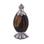 A Continental silver mounted banded agate scent bottle, late 19th century, with scroll and foliate