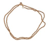 A gold coloured necklace, of woven design, stamped 750 with Italian control mark, 44cm long, 6.8g