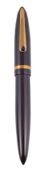 Pineider, a brown lacquer fountain pen, no. 378/1000, the cap with gilt metal clip and cap band,
