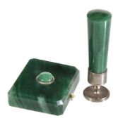 An aventurine quartz canted rectangular bell push, possibly Russian, early 20th century, 5.8cm (2