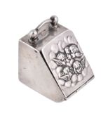 An Edwardian silver novelty ring box by Clark & Sewell, Birmingham 1907, Rd. No. 430769, formed as