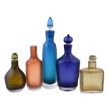 Paolo Venini (1895-1959) for Venini, four Inciso sommerso glass decanters and stoppers, 1950s, acid