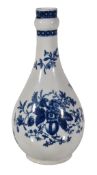 A Worcester 'Pinecone' pattern blue and white printed guglet , circa 1780, hatched crescent mark,