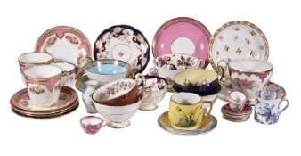 Assorted modern English porcelain miniature cups and saucers and other English porcelain teawares