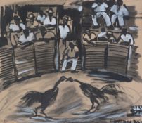 δ Jan Schreuder (Dutch 1904 - 1964) - Esmeraldas Cockfight (Ecuador), Honor Ink and watercolour,