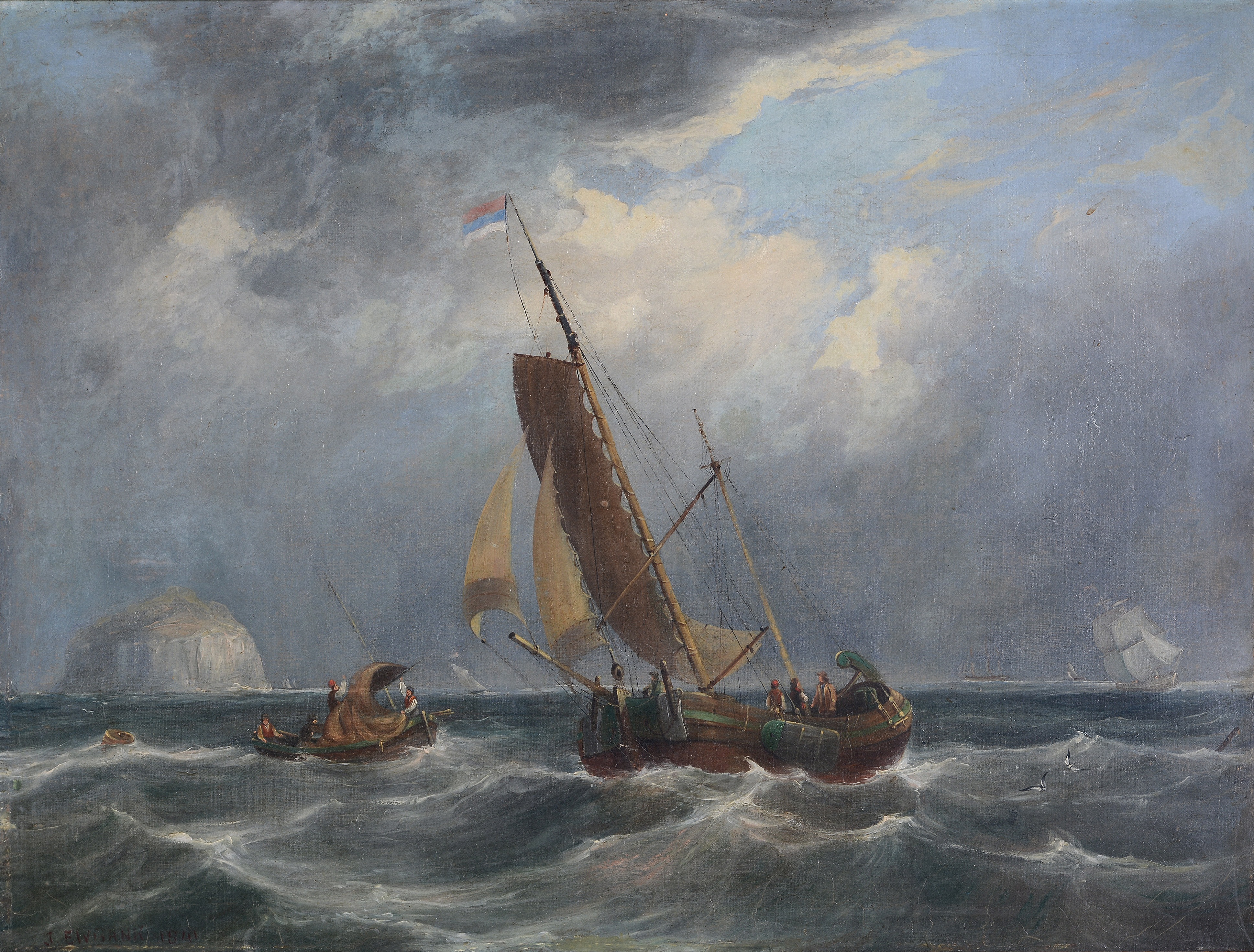 Attributed to John Wilson Ewbank Fishing vessels & other boats of Bass Rock... Attributed to John