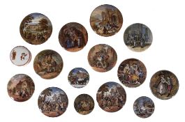 A collection of pottery pot lids, mid 19th century, including 'Alas! Poor Bruin' and Ãšngerous', 7.