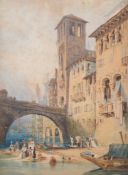 Follower of Samuel Prout - Ponte de Castel Vecchio, Verona Watercolour 82 x 64cm (32 1/4 x 25 1/