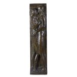 δ Francois Brochet (French, 1925-2001), a patinated bronze relief panel, of a couple embracing,