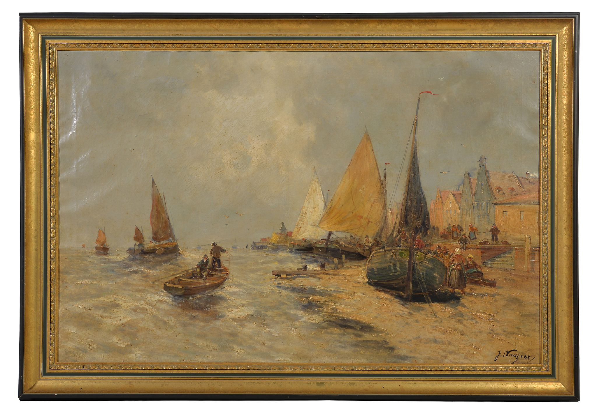 Hans Johann Wagner (Austrian 1866-1940) - Shipping off the Dutch coast Oil on canvas Signed lower - Image 2 of 3