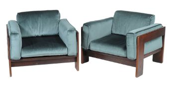 Ω Afra and Tobia Scarpa, a rosewood Bastiano three piece lounge suite, designed in 1962, this suite