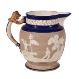 An English white felspathic and tinted commemorative jug for the Battle of Vittoria (21st June