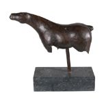 Pierre Siebold (1925-2012), a bronze study of a horse, dark brown patination, unsigned, on a green