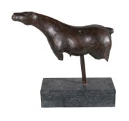 Pierre Siebold (1925-2012), a bronze study of a horse, dark brown patination, unsigned, on a green