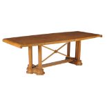 A satin birch quarter veneered refectory table, in classical taste , first half 20th century, 77cm