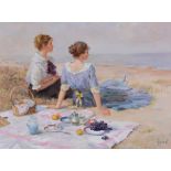 Vladimir Gusev (Russian 20th century) - By the Coast of Normandy Oil on canvas Signed lower right 46