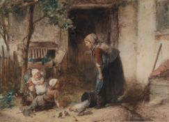 Mari Ten Kate (Dutch 1831-1910) - The Two Families Watercolour and gouache Signed and dated 1866