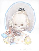 Mabel Lucie Attwell (1879-1964) - Here's a cheerio- from me Watercolour laid on card Signed and