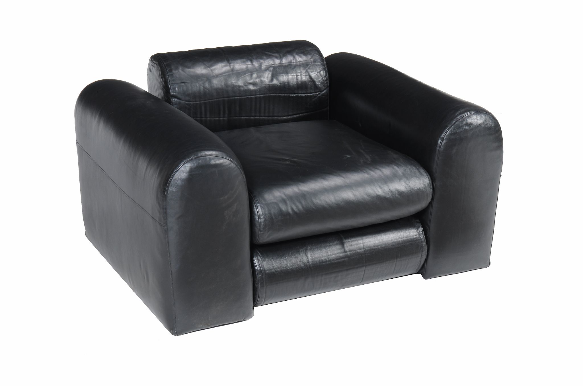 A vintage black leather upholstered lounge armchair, 1960s, attributed to Apple Designs, 64cm high - Image 2 of 2