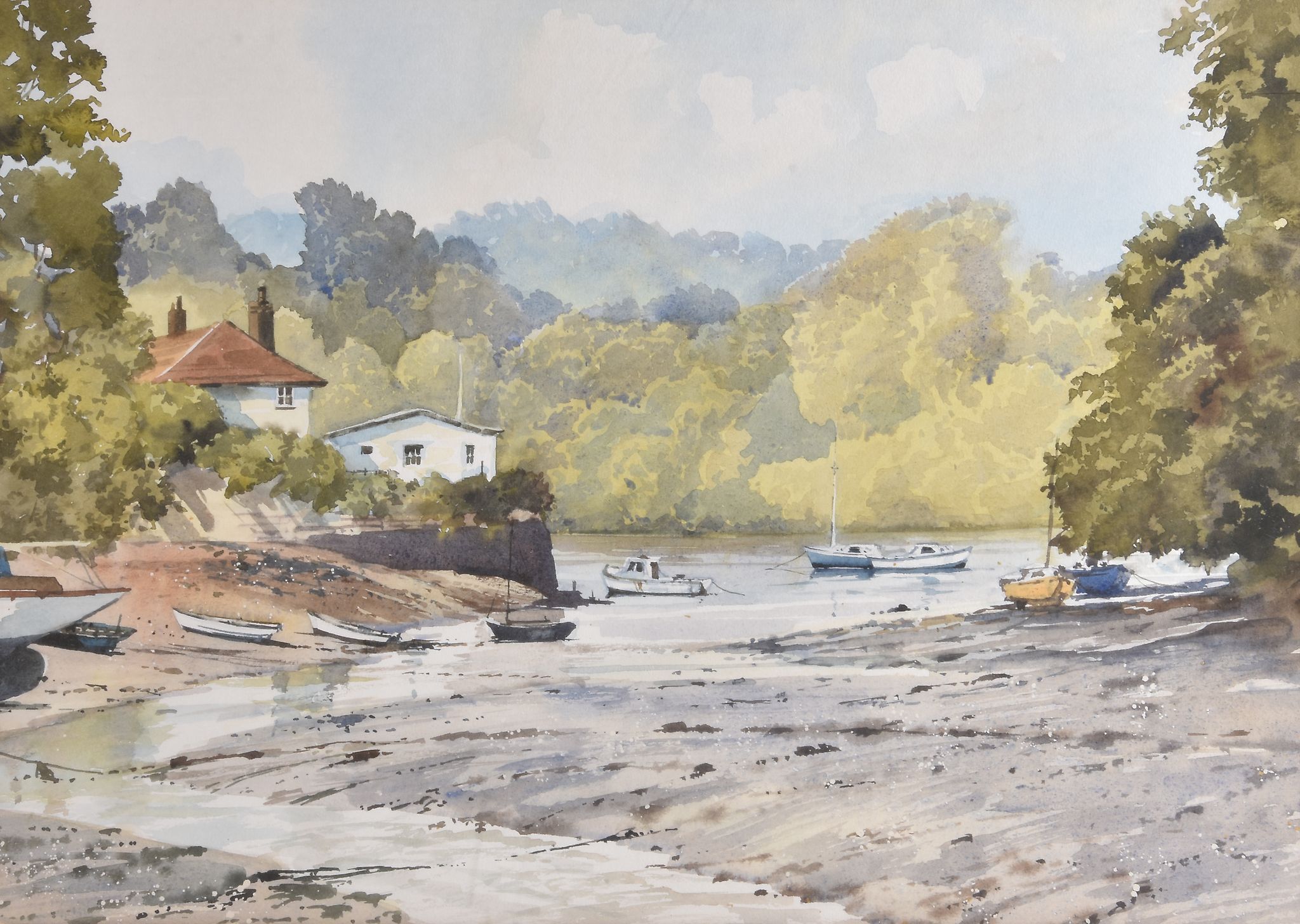 δ Bert Wright (British b. 1930) - Helford River, Cornwall Watercolour Signed and titled to artist