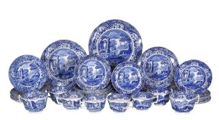 A modern Spode 'Italian' pattern blue and white part breakfast service, comprising: a pair of