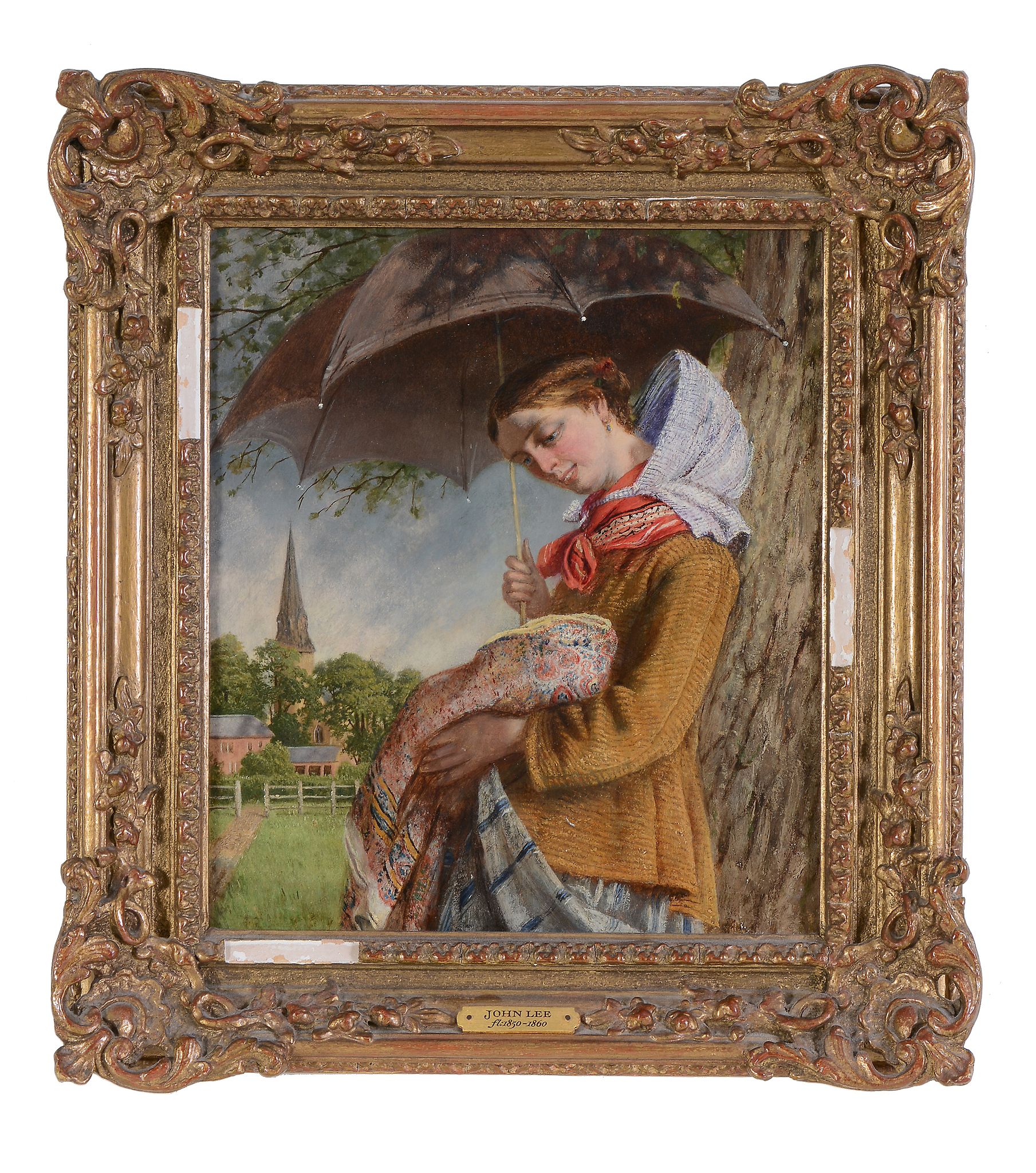 Follower of John Lee (19th century) - Mother and child in a summer storm Oil on canvas 31 x 26cm (12 - Image 2 of 3