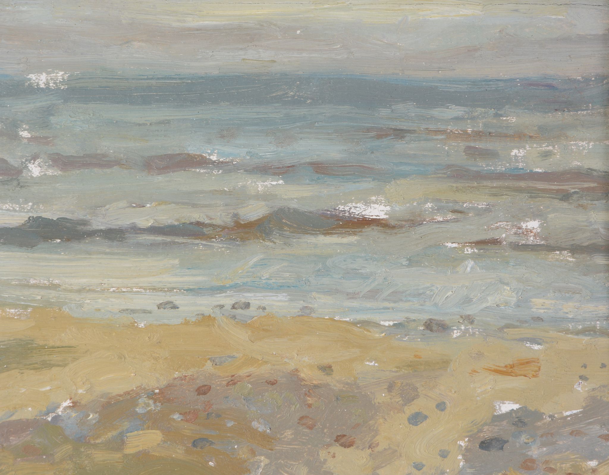 δ Bernard Dunstan (British 1920-2017) -Windy Day, Friog Oil on board Signed with initials lower left