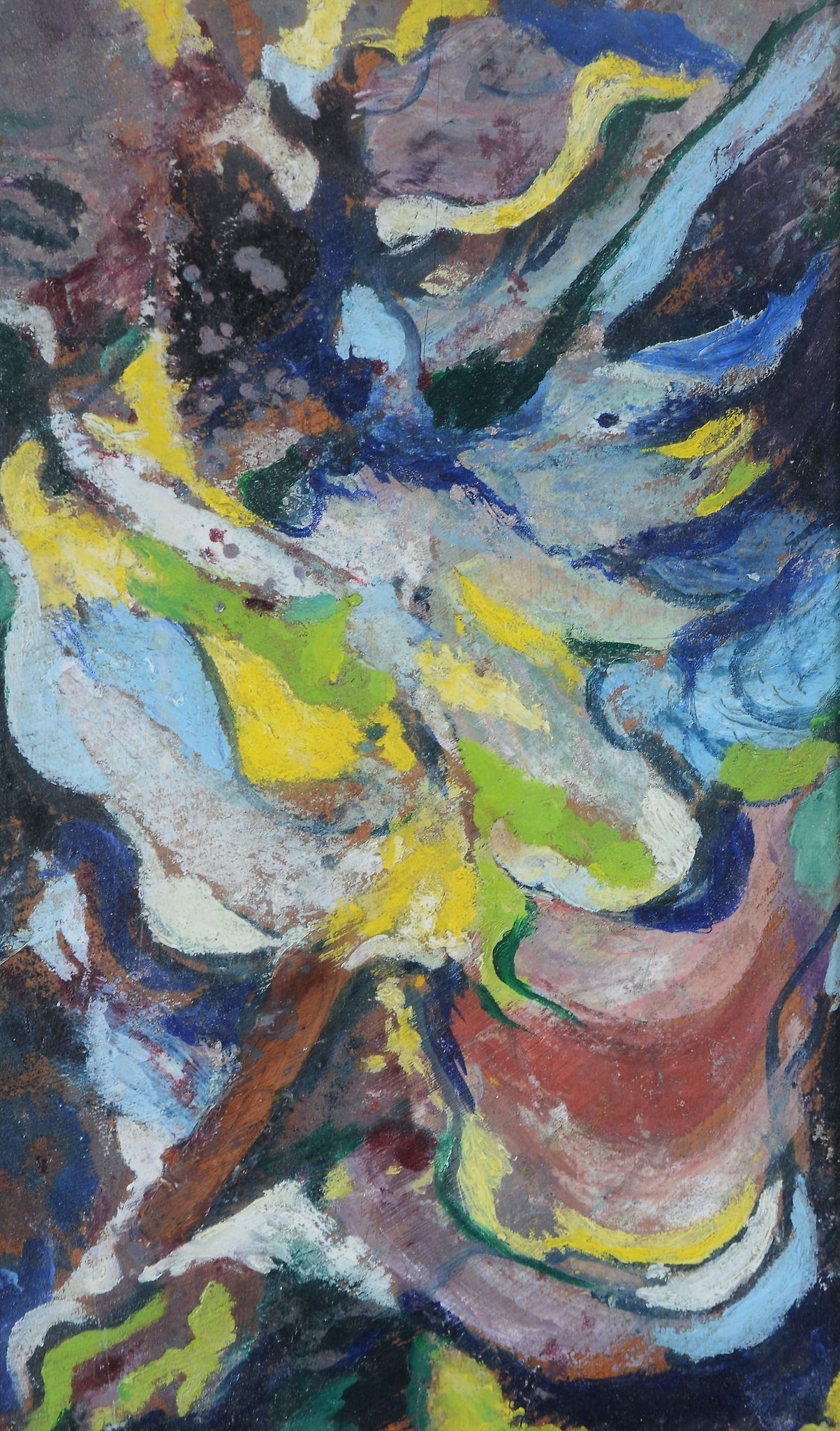 British School (20th century) - Abstract composition Oil on board 47 x 27cm (18 1/2 x10 3/4in.)