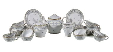 A modern Bernardaud Limoges porcelain Âºrbeaux' pattern part tea service retailed by Asprey ,