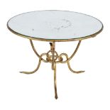 A gilded forged iron circular low centre table by Rene Drouet (1899-1993) , 1940s, 51cm high, 81cm