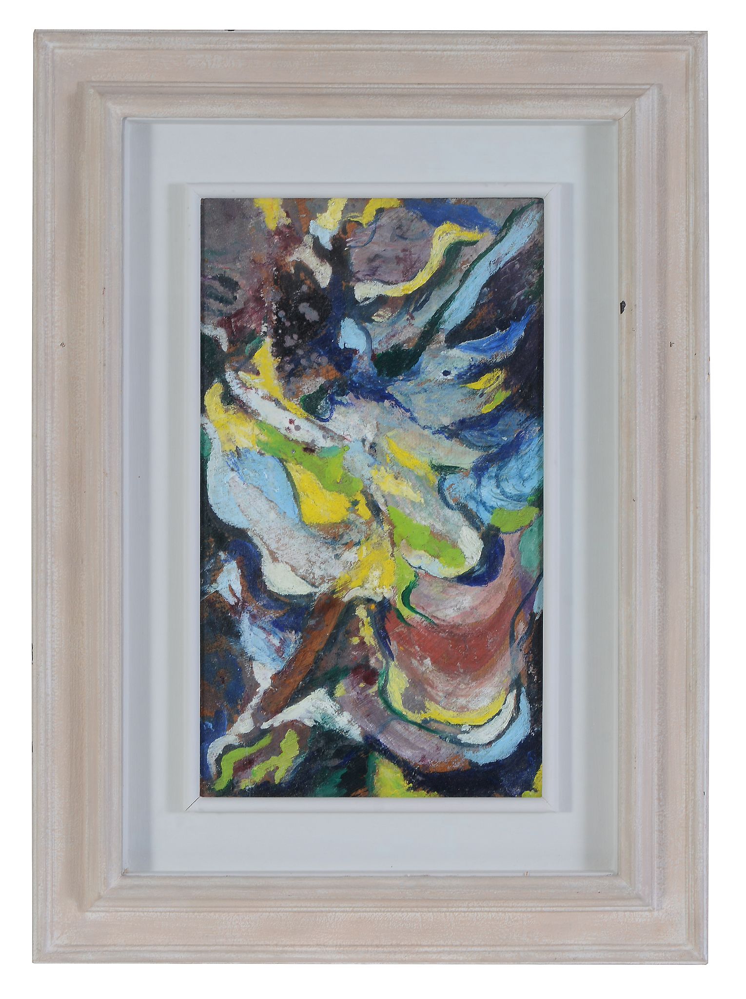 British School (20th century) - Abstract composition Oil on board 47 x 27cm (18 1/2 x10 3/4in.) - Image 2 of 3